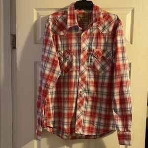 Wrangler Red and White Checkered Button-Down Shirt
